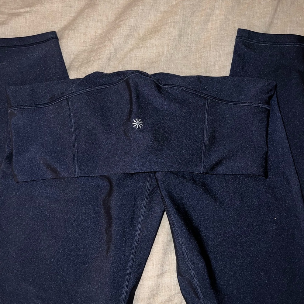 Never Worn Athleta Dark Navy Elation Sheen Leggings No Tags Medium
